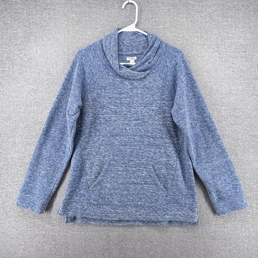 LL Bean Cozy Sweater Top Women Size S Regular Pullover Kangaroo Pocket Blue